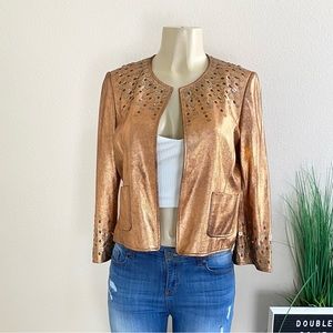 ELLEN TRACY | For Nieman Marcus Vintage Bronze Leather Jacket Sz 4
